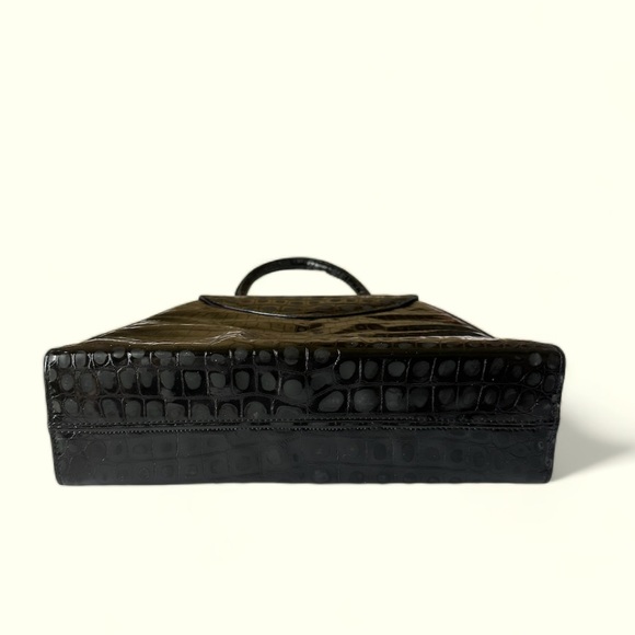 Vintage Glen Miller for Ann Turk Genuine Leather Crocodile Print Black Handbag - Picture 6 of 7